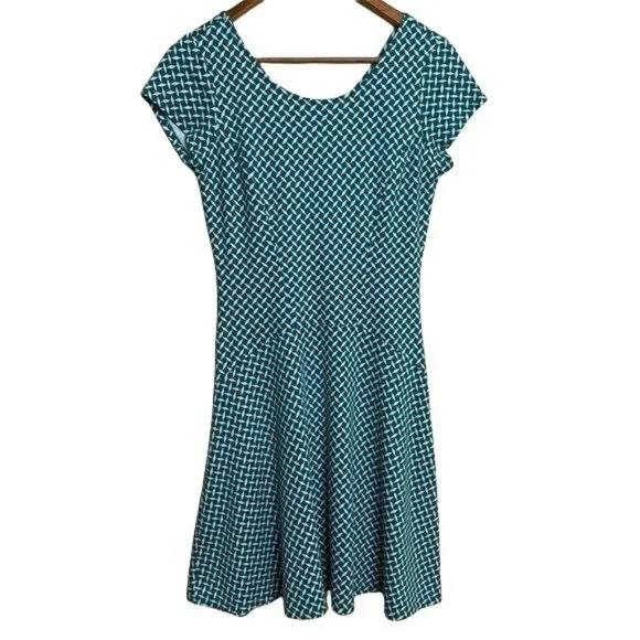 green emerald velvet dress Green Leaf Pattern Dress - Fresh Spring Floral Skater - Size S